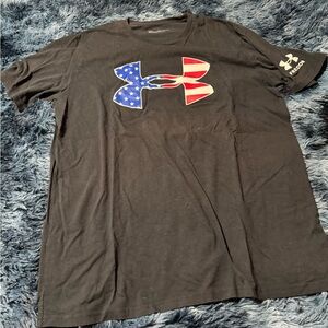 Under Armour Black Tee with American Flag Logo